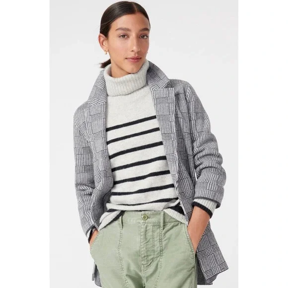 Crew Womens Sophie Open Front Sweater Blazer Size XL Glen Plaid Office  Career